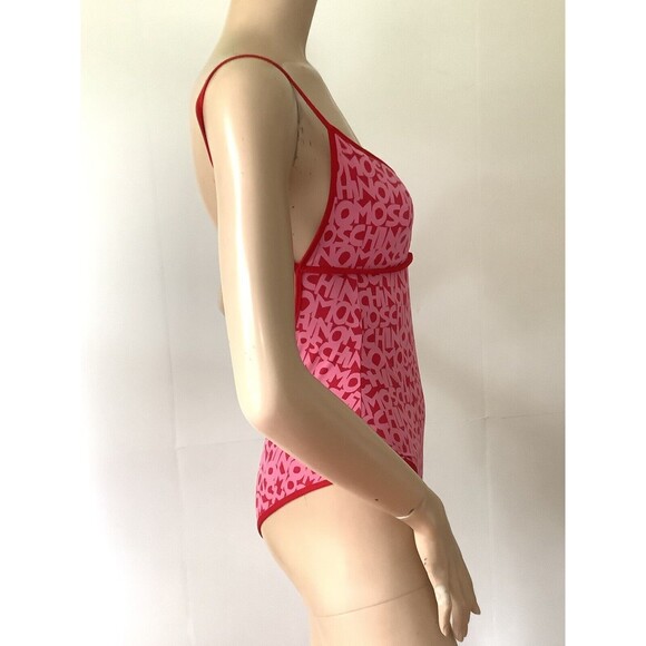 MOSCHINO Pink & Red Word Logo One Piece Swimsuit Maillot (Size 34/M) - Picture 7 of 16